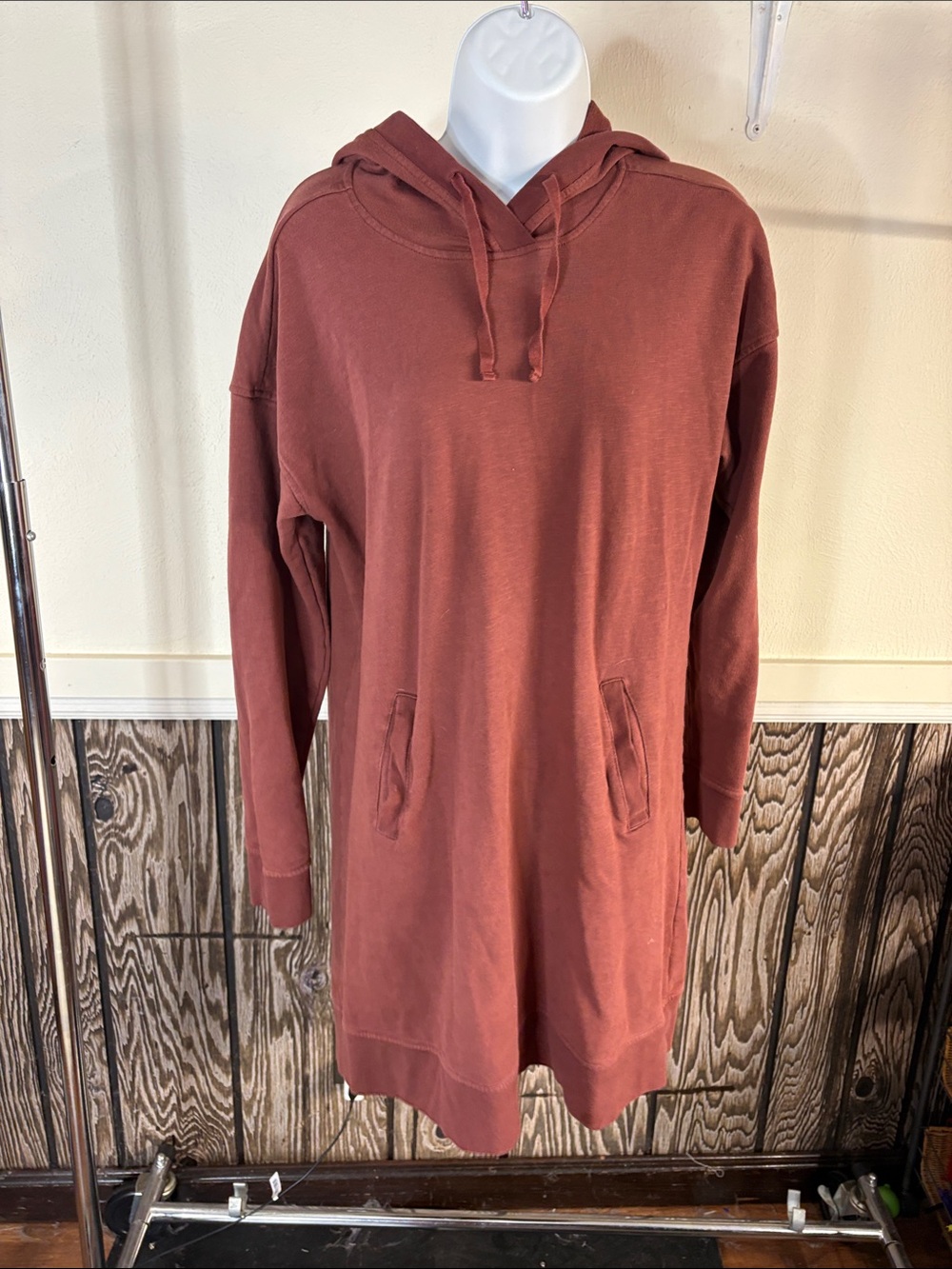 Toad&Co Brown/red Mini Hoodie Dress